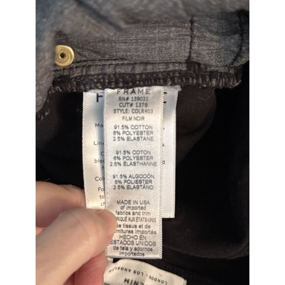 FRAME Le Skinny de Jeanne Black Distressed Skinny Jeans 26 Mid Rise 30” Inseam - Picture 7 of 10